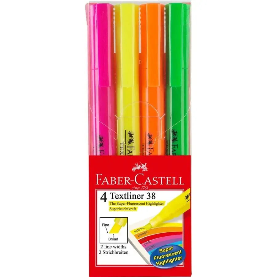 Textliner 38 Highlighters – Wallet of 4 Super Fluorescent Colors | Metrix Books Store Qatar