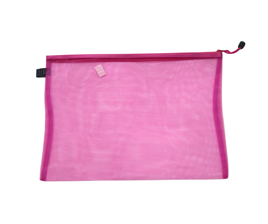 Pink Mesh Zipper Document Bag – A3 Size