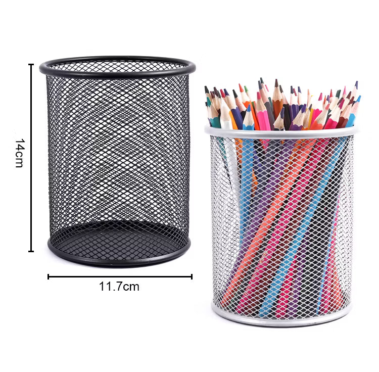Joyko DS-16 Black Metal Mesh Pen Holder – Cylindrical Desk Organizer