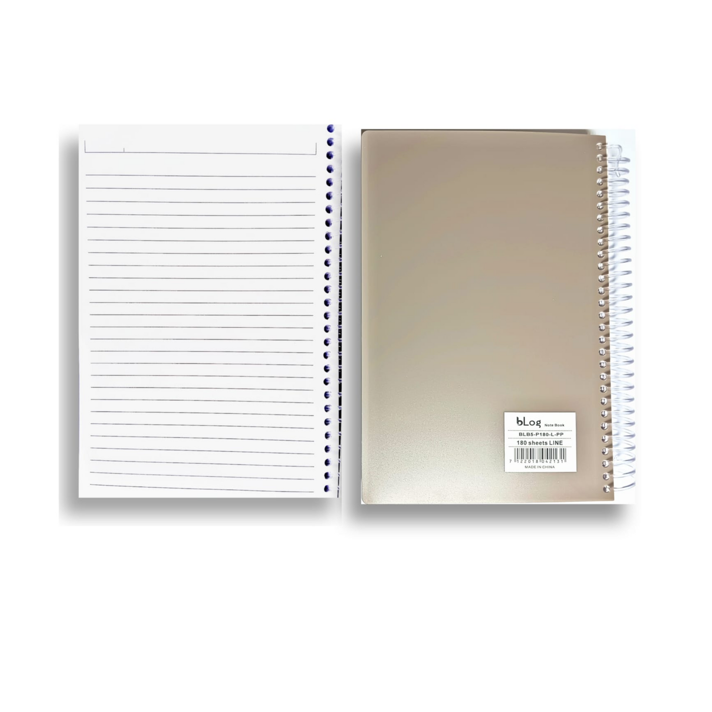 bLog BLB5-P180-L-PP B5 Spiral Notebook – 180 Sheets, PP Cover, Lined