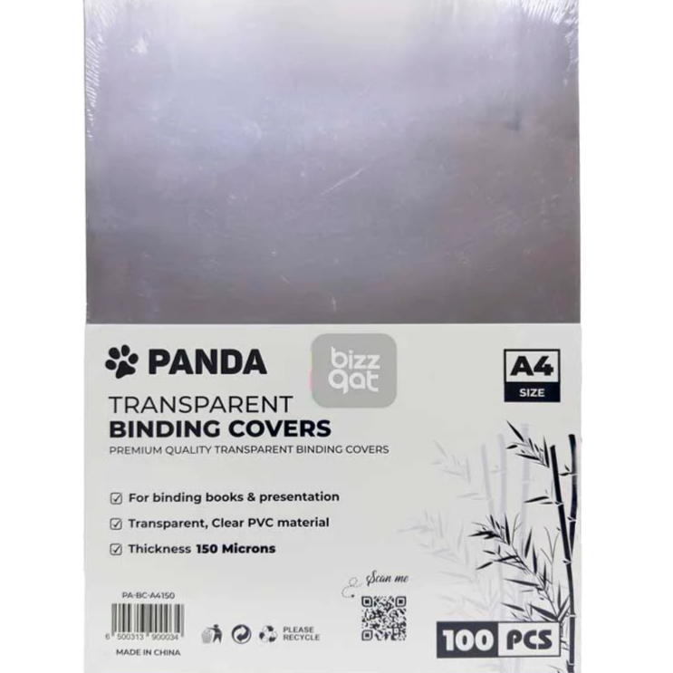 Panda A4 Transparent Binding Covers – 150 Micron (100 Sheets) | Metrix Books Store