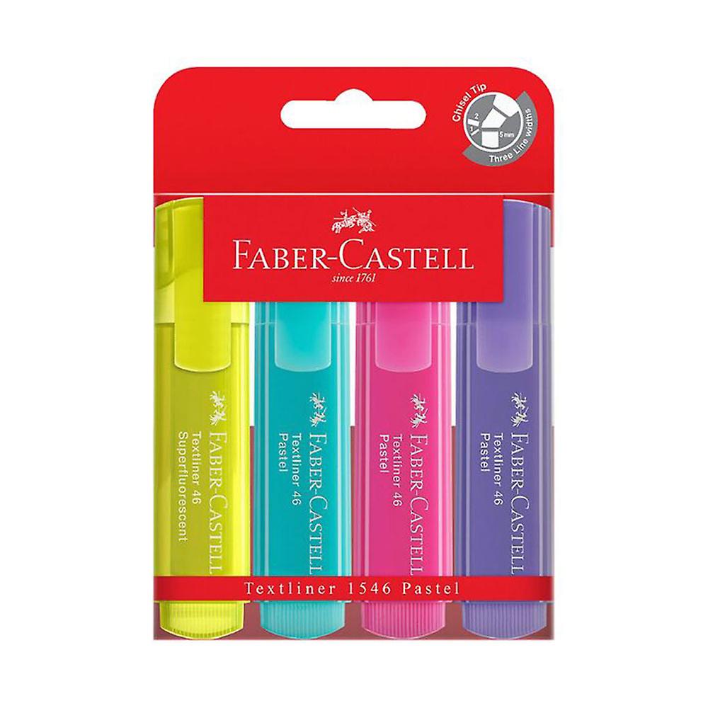 Faber-Castell Textliner 46 Pastel Highlighters – Pack of 4 | Smudge-Proof Water-Based Ink | Recycled Plastic | Metrix Books Store