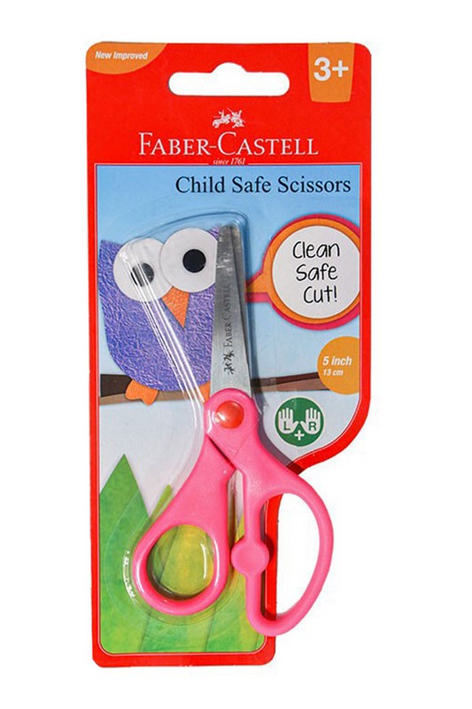 Faber-Castell 5-Inch Child Safe Scissors – Pink, Ergonomic & Safe for Kids