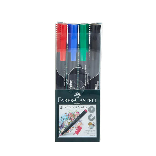 Faber-Castell Slim Permanent Markers 4-Color Set – Fine Tip, Quick-Dry Ink | Metrix Books Store