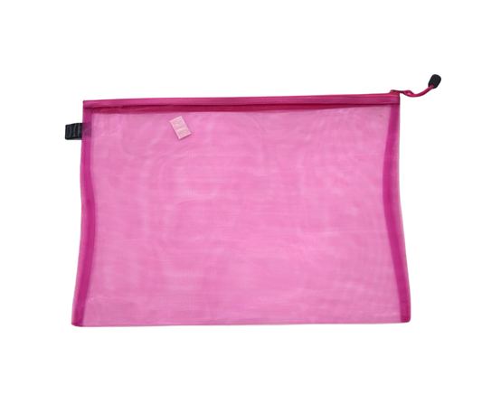 Pink Mesh Zipper Document Bag – A3 Size