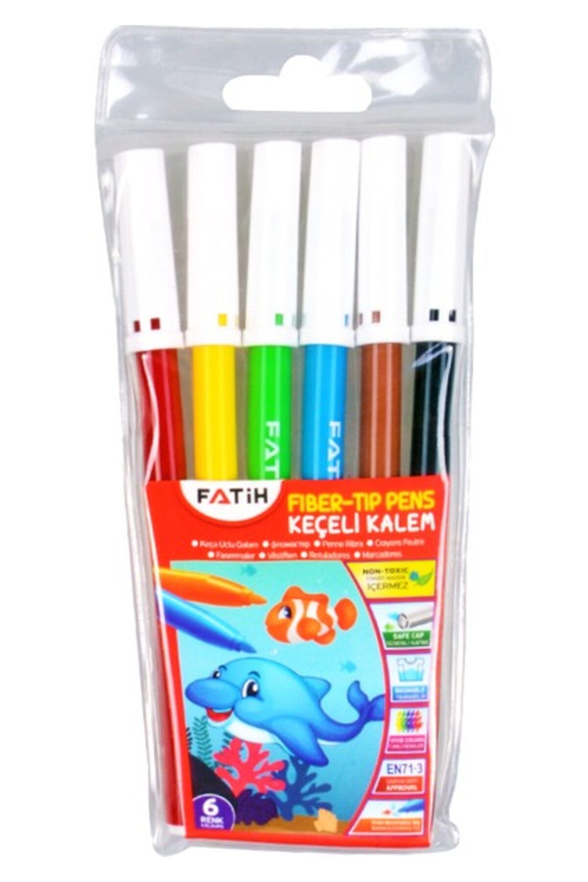 Fatih Fiber-Tip Pens – 6 Washable, Non-Toxic Colors | Metrix Books Store