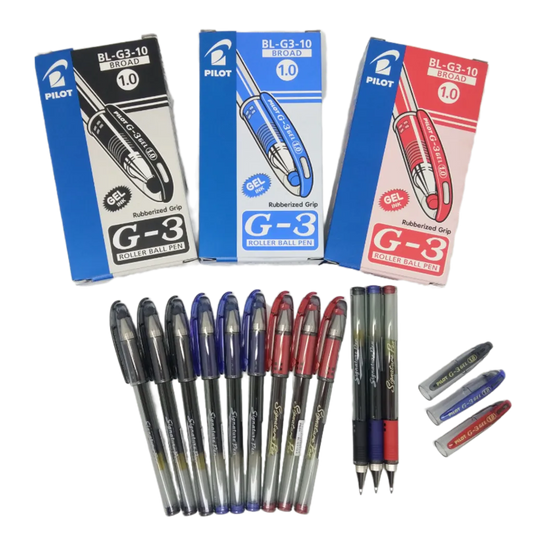 Pilot G3 Gel Rollerball Pen 1.0mm (Box of 12) Blue, Black & Red
