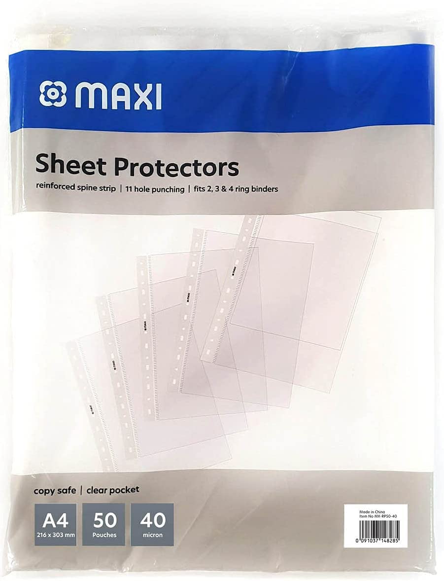 Maxi A4 Sheet Protectors 40 Micron – Pack of 50 | Metrix Books Store