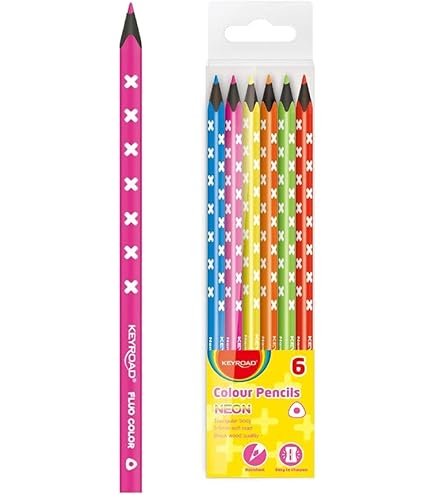 Keyroad Neon Colour Pencils – 6 Vibrant Fluorescent Colors | Metrix Books Store