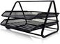 Panda Document Basket Tray – 2-Layer Mesh File Organizer | Black Stainless-Steel Desk Tray