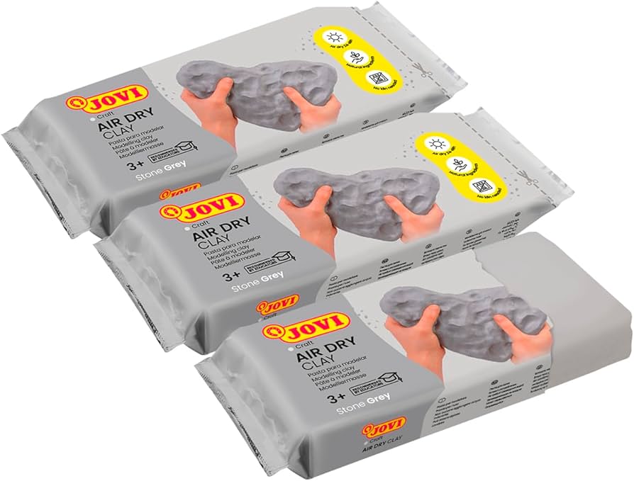 Jovi Air-Dry Clay Grey – Soft, Non-Toxic Modeling Clay (250g / 500g / 1kg) | Craft & Sculpting Material