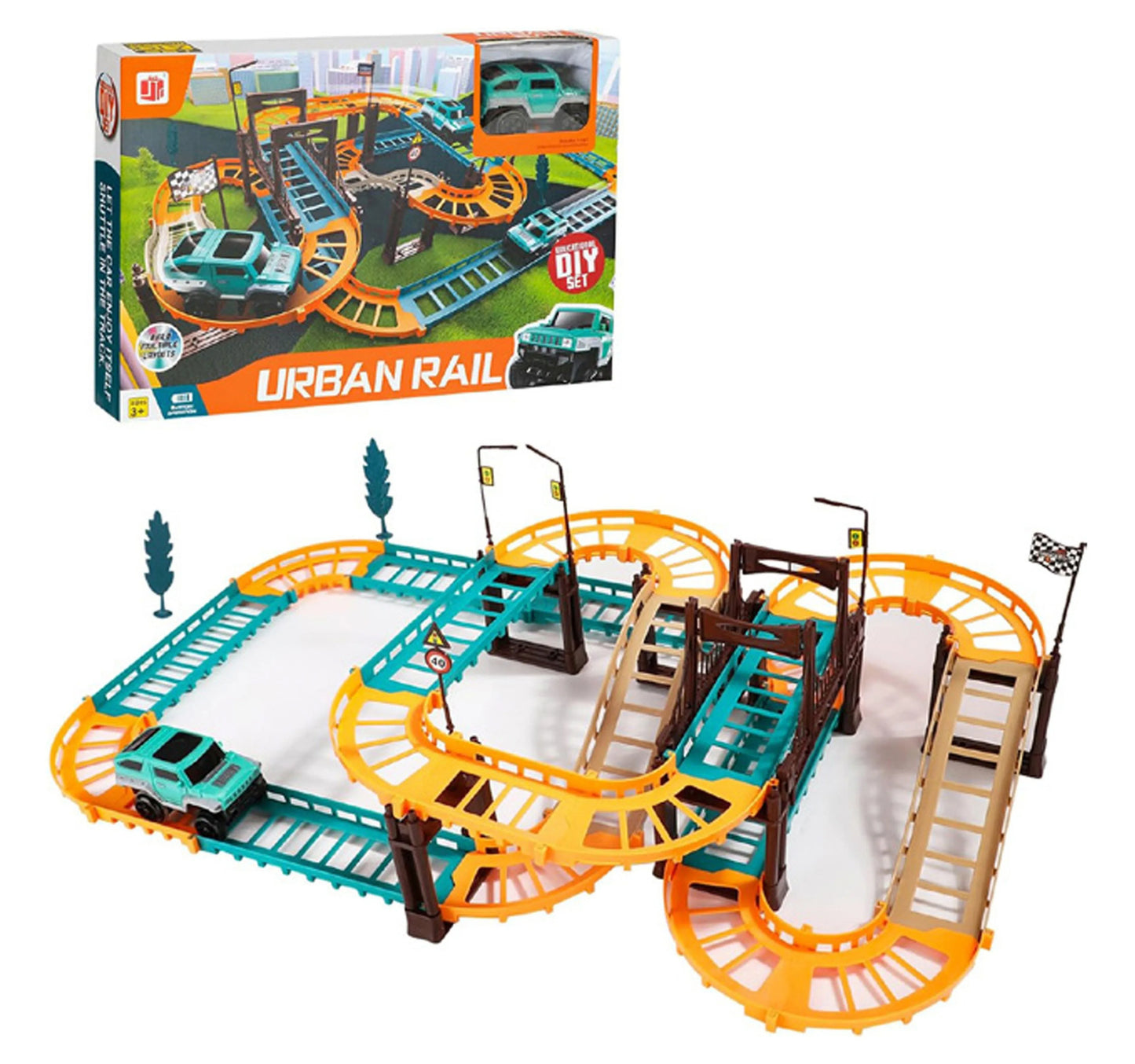 Urban Rail Educational DIY Toy Car Set – Creative Battery-Operated Track Building Toy