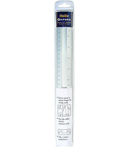 Helix Oxford 30cm Metal Safety Ruler – Non-Slip Cutting Rule with Finger Guard