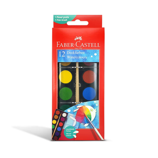 Faber-Castell 12-Color Watercolors 24mm – Vibrant & Non-Toxic | Metrix Books Store