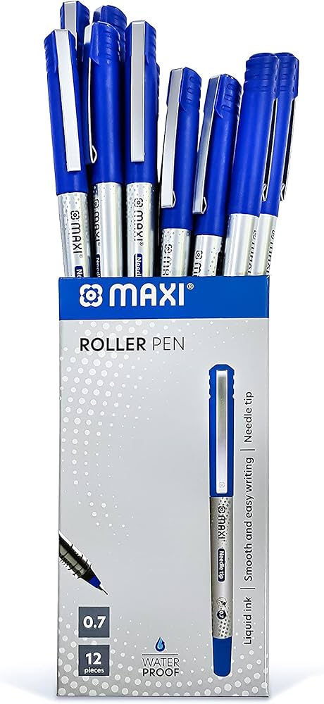 Maxi Roller Pen 0.7mm – Fine Needle Tip (Box of 12) | Smooth Liquid Ink | Metrix Books Store