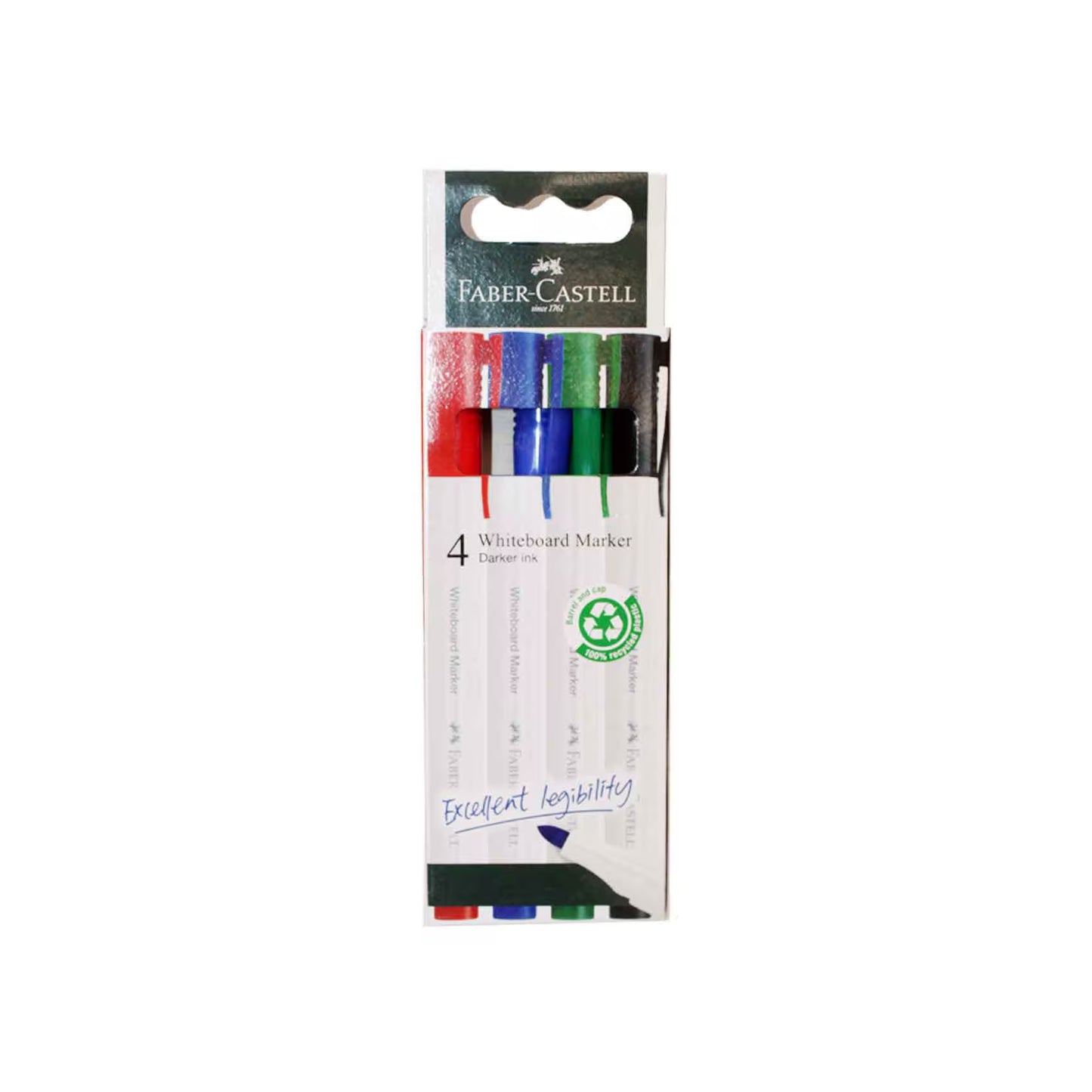 Faber-Castell Whiteboard Markers – Fine Bullet Tip (Pack of 4) | Low-Odor & Quick-Drying | Metrix Books Store Qatar