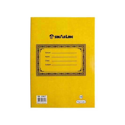 Sinarline English Four-Line Notebook – 100 Sheets (200 Pages) | Handwriting Practice Book