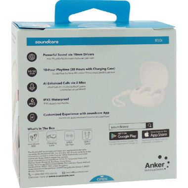 Anker Soundcore R50i True Wireless Earbuds | 10mm Bass Driver, 30H Playtime, IPX5, AI-Clear Calls