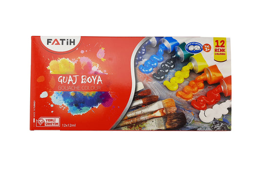 Fatih 50521 Poster Paint Set – 12 Colors, 12ml Tubes | Metrix Books Store