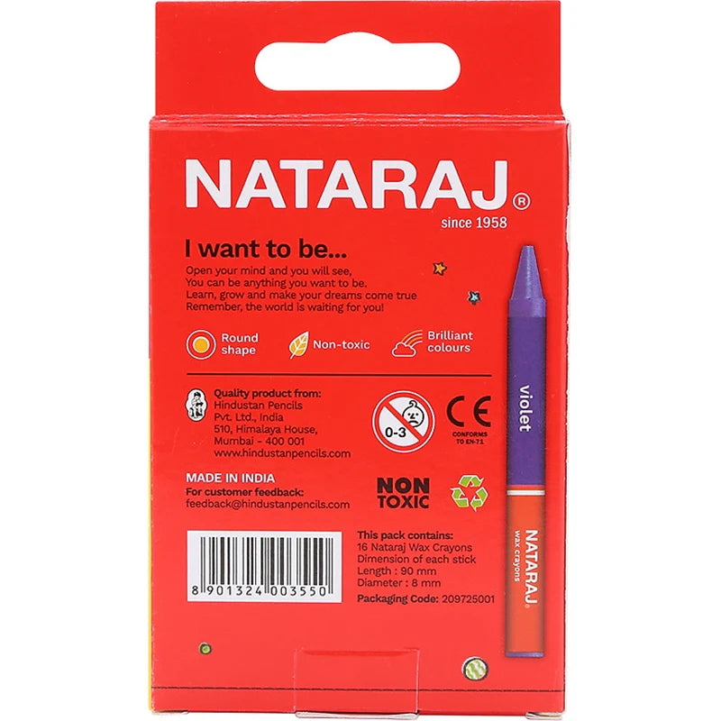 Buy Nataraj Wax Crayons 16 Colours | Smooth & Bright | Metrix Books Store
