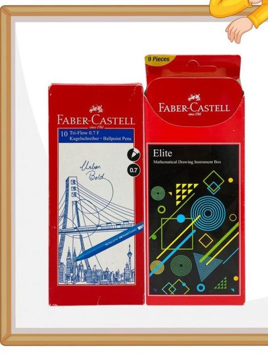 Faber-Castell Elite Mathematical Drawing Instrument Box – Premium 9-Piece Geometry Set for Students & Professionals