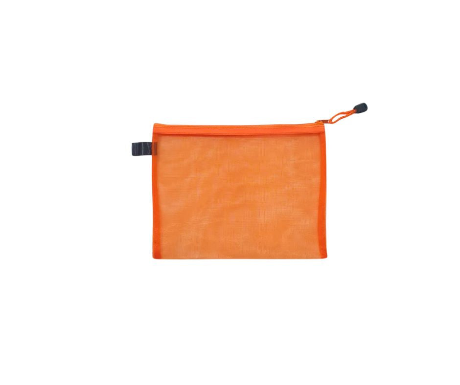 Orange Zippered Mesh Document Bag – B5, PVC Mesh Organizer