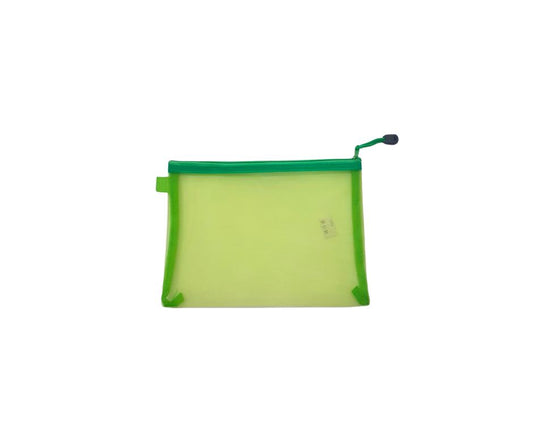 Green Zippered Mesh Document Bag – B5, PVC Mesh Organizer