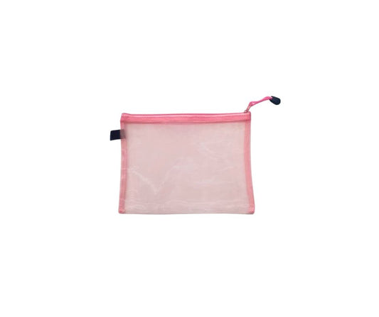 Pink Zippered Mesh Document Bag – B5, PVC Mesh Organizer