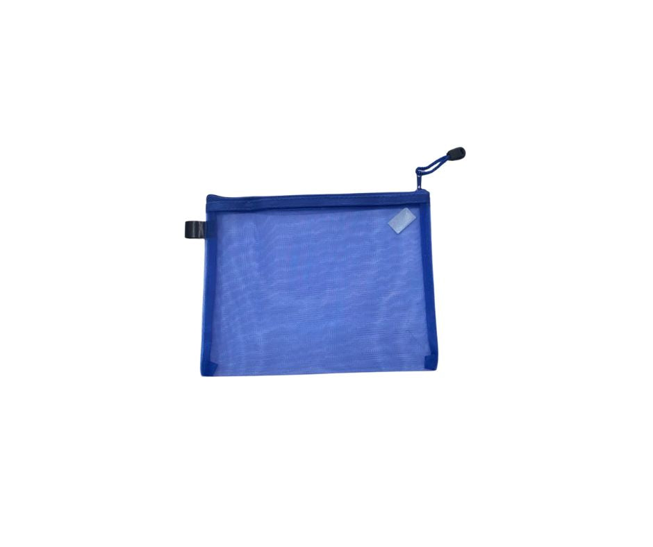 Blue Zippered Mesh Document Bag – B5, PVC Mesh Organizer