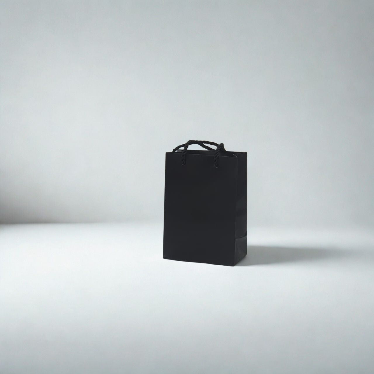 Black paper gift and shopping bag with handles for retail and gifting