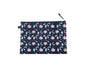 Blue synthetic leather unicorn printed zippered pouch