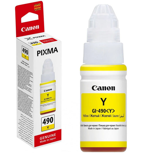 Canon GI-490 Yellow Ink Bottle 70ml for PIXMA MegaTank Printers | Genuine Canon Ink
