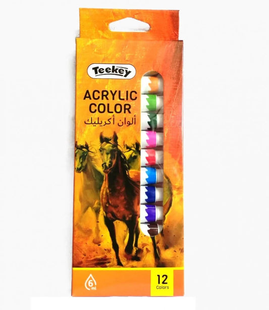 Teekey 12-Color Acrylic Paint Set – Fast-Drying & Vibrant | Metrix Books Store
