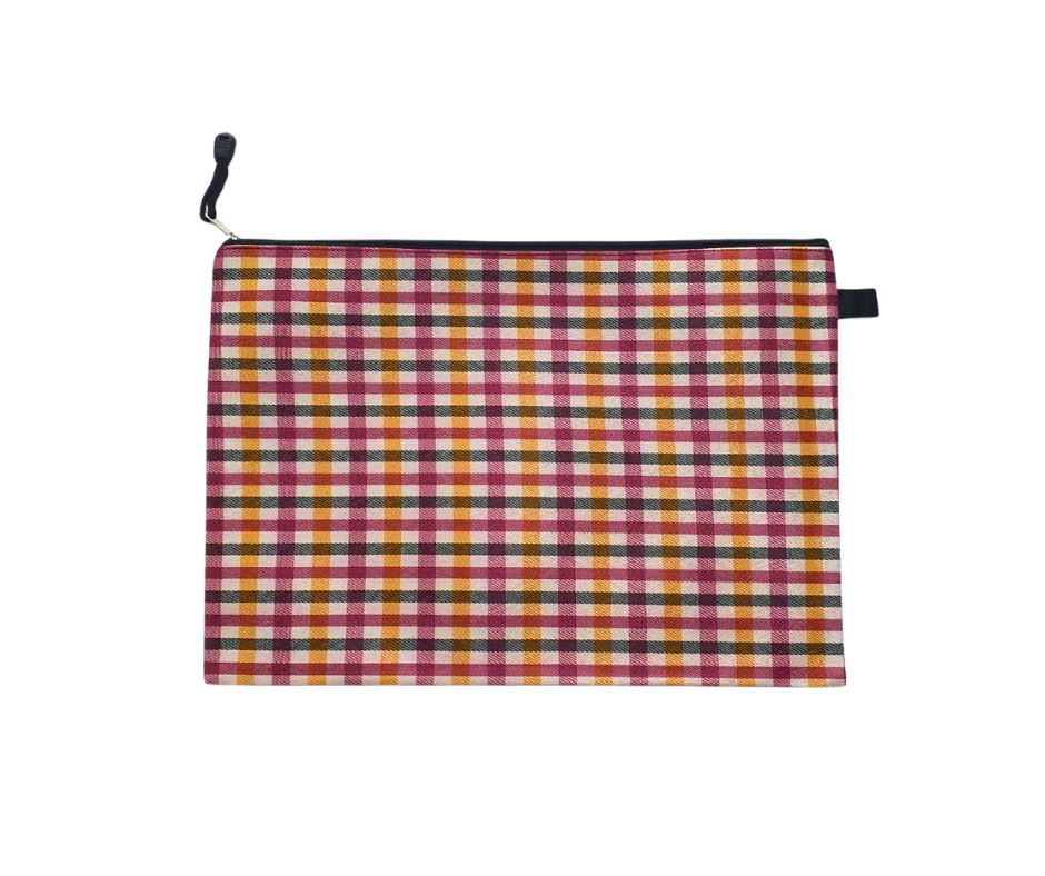Calligrata Scotland A4 envelope folder with multi-color plaid pattern