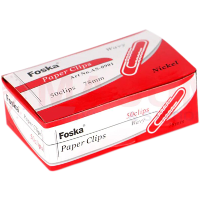 Foska Metal Nickel Paper Clips 78mm – Durable Office Stationery Supplies