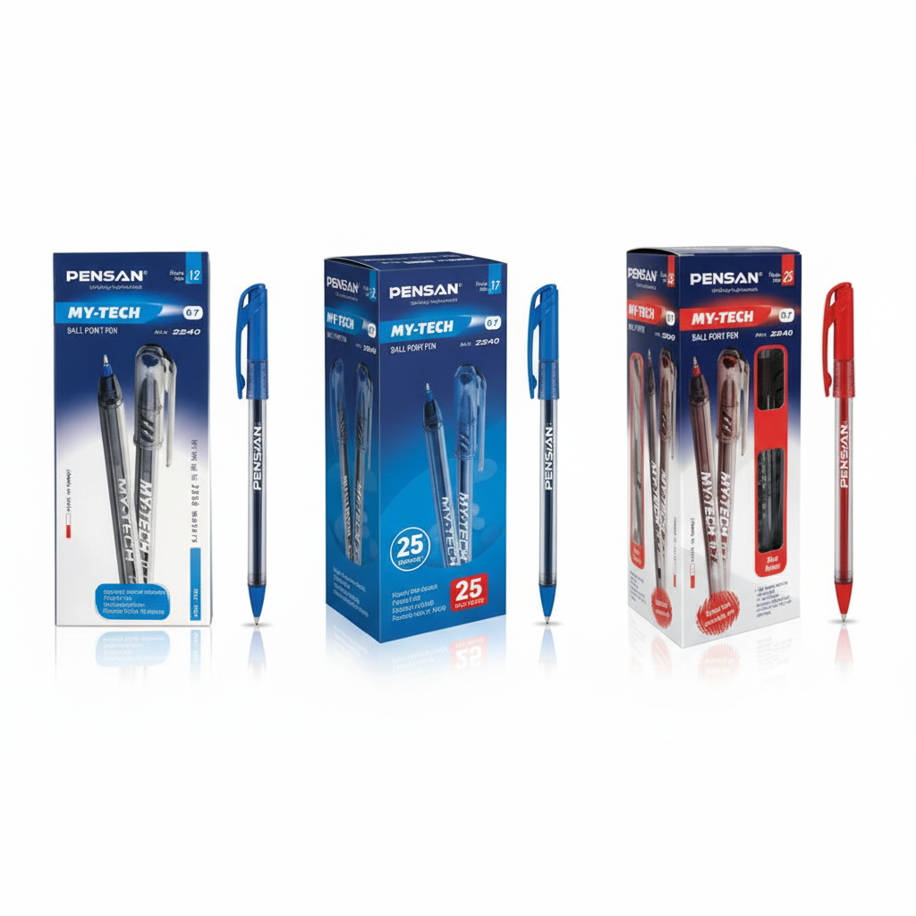 Pensan My-Tech Ballpoint Pen 0.7mm – Blue, Black & Red (25 Pack) | Metrix Books Store