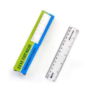 Transparent Plastic Ruler – Dual-Scale Measuring Tool (12-inch / 30cm) 1pc