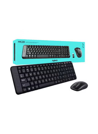 Logitech MK220 Wireless Keyboard & Mouse Combo | Compact 2.4GHz Set with Arabic–English Keys