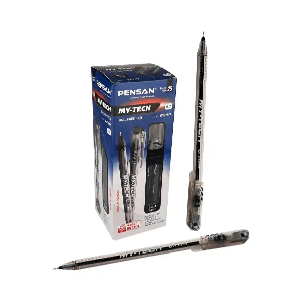 Pensan My-Tech Ballpoint Pen Set 0.7mm – Box of 25 | Fine Tip Smooth Writing Pens | Metrix Books Store