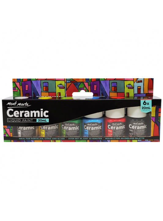 Bayte Ceramic Liquid Paint Set – 6 Colors with Brush & Palette | Metrix Books Store