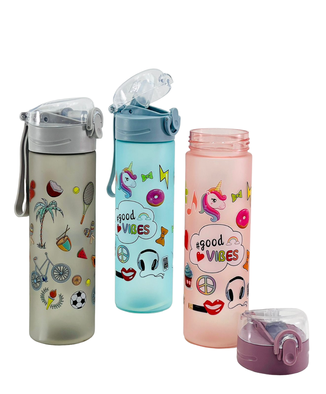 Pop-Up Straw Water Bottle – BPA-Free, Leak-Proof, With Carry Handle