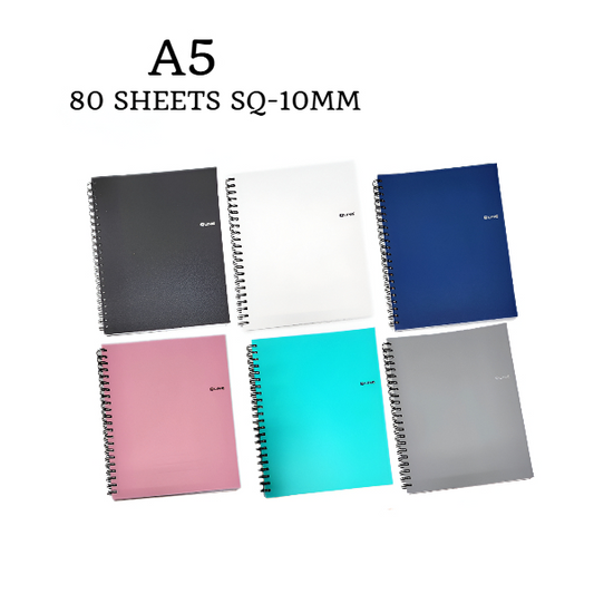 Q-Line A5 Spiral Notebook – 10mm Squared Grid, 80 Sheets, Multi-Color