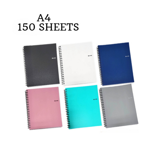 Q-Line Spiral Notebook A4 – 150 Ruled Sheets, Multiple Colors