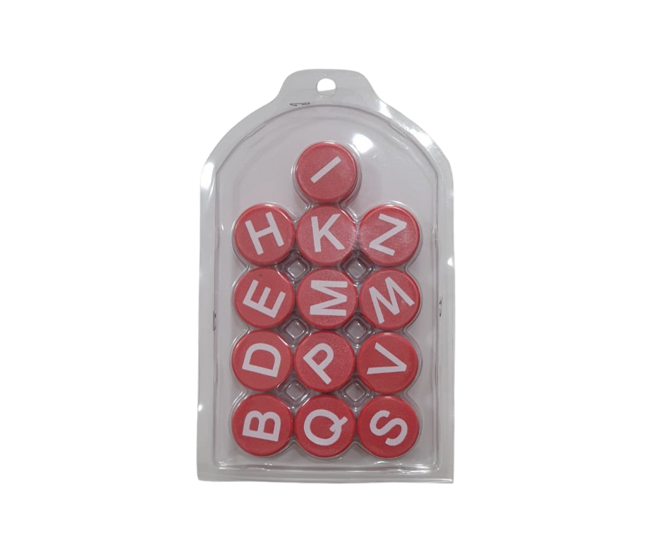 Round English Letter Magnets Red 30mm – Alphabet Fridge Magnets | Metrix Books Store