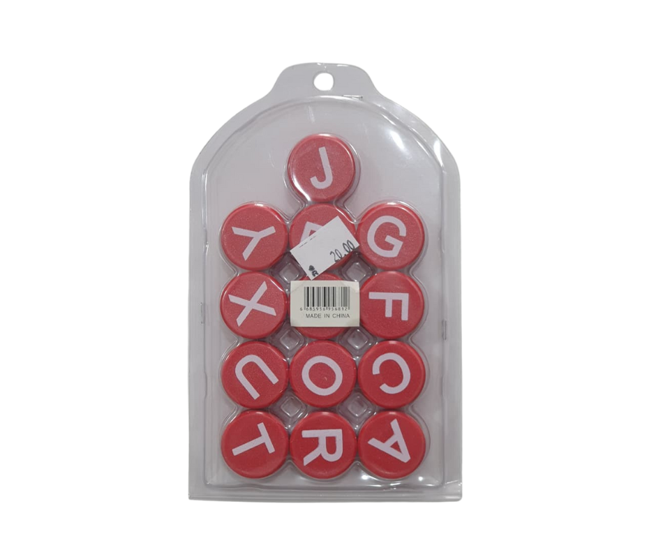 Round English Letter Magnets Red 30mm – Alphabet Fridge Magnets | Metrix Books Store