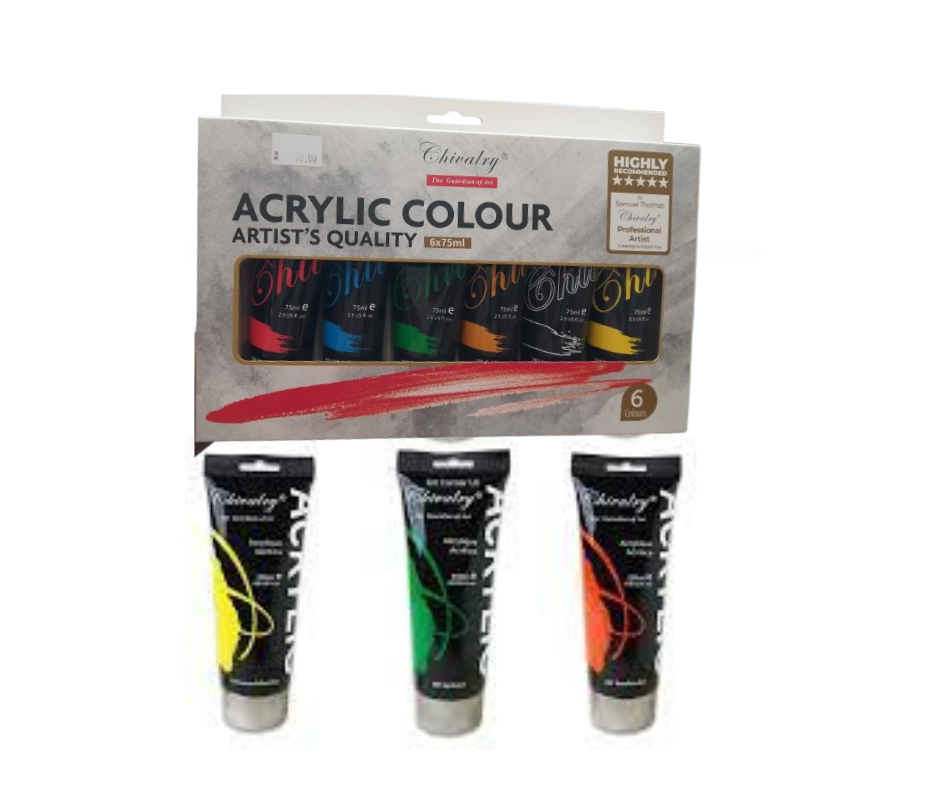 Chivalry Acrylic Colour Paints – Artist's Quality 6×75ml Tubes | Metrix Books Store