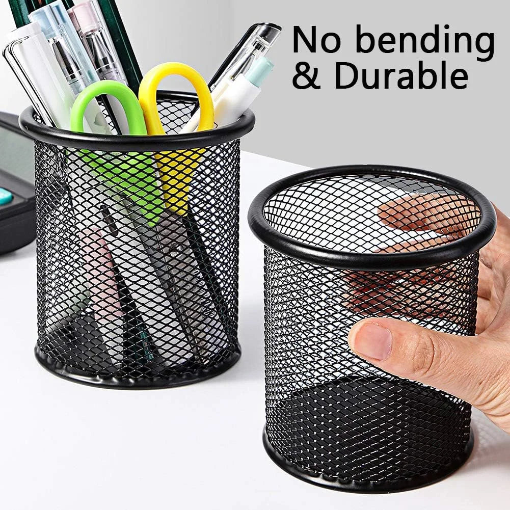Joyko DS-16 Black Metal Mesh Pen Holder – Cylindrical Desk Organizer