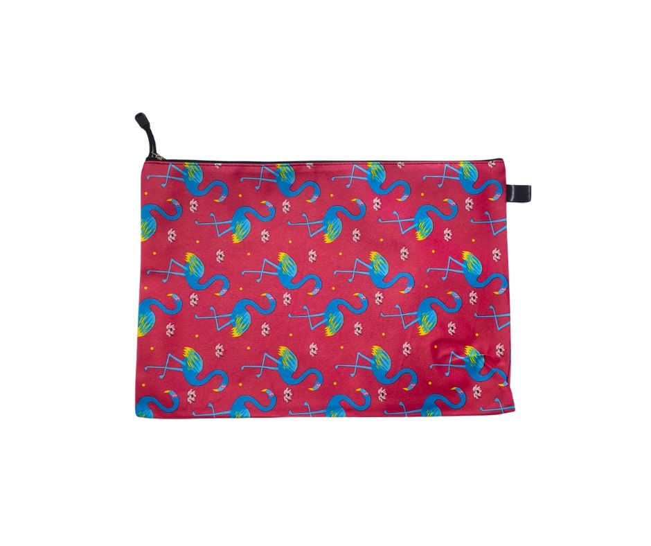Flamingo Print Zippered Pouch – Cosmetic & Travel Bag