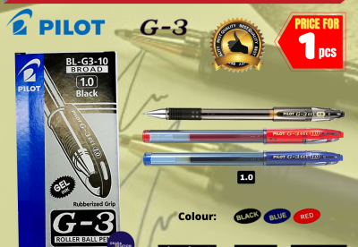 Pilot G3 Gel Rollerball Pen 1.0mm – Smooth Writing Gel Pen (1pc) – Blue, Black & Red