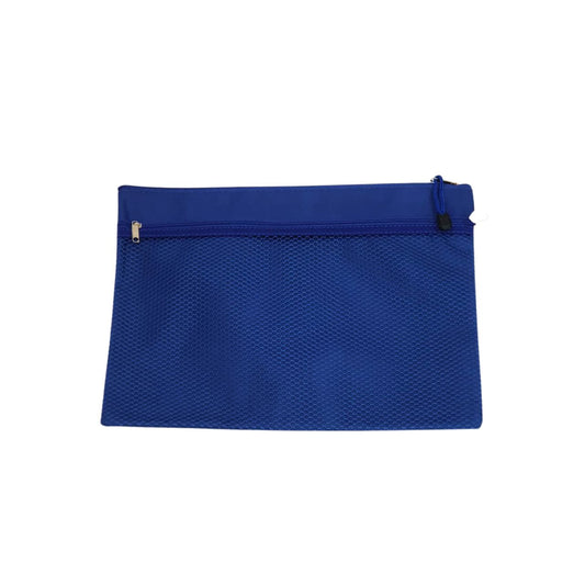 Blue Dual-Compartment Zippered Document File Bag – A4 Size